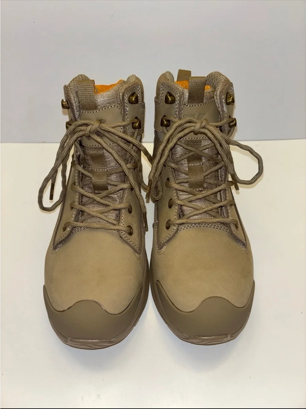 Kexin Men's Tan Work Safety Boots Lace Up Ankle Boots